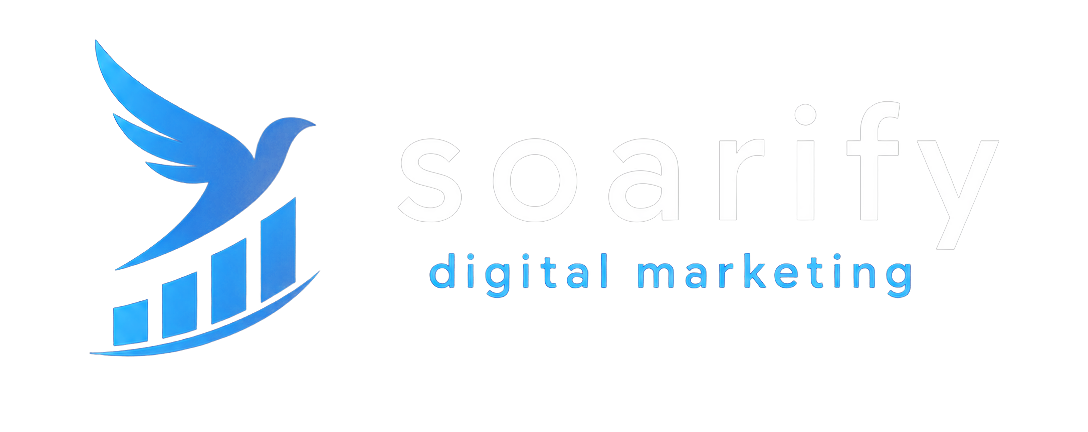Soarify logo featuring a blue bird and digital marketing elements, emphasizing local business photo optimization for Google Business Profiles.