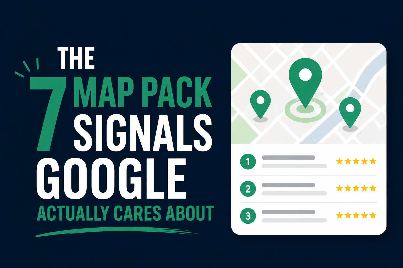 An illustration of the Google Maps pack showing local business listings and their rankings.